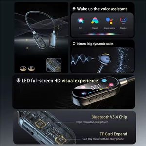 Auriculares Deportivos con Banda para el Cuello, Pantalla LED Digital V5.4, Estéreo, Resistentes al Agua IPX-2, Control por Botones, para Correr, Gimnasio, Todos los Teléfonos - Product Image 1