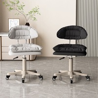 Tabouret de bar minimaliste ergonomique réglable en hauteur, pivotant, avec structure en acier, base ronde, accoudoirs fixes, chaise de bureau pour manucure et barbier