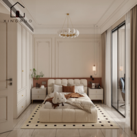 Armoire de chambre autoportante Xingruo au design européen moderne, portes à cadre Shaker, en bois durable, rangement pleine hauteur