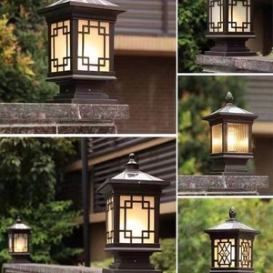 <b>Solar</b> LED Pillar <b>Light</b> Outdoor Bronze Glass Shade IP65 2700K Warm White Aluminum Alloy 30000H Lifespan CRI80 500 Lumens - Product Image 3