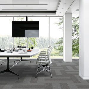 Dalles de moquette commerciales modulaires de haute qualité pour bureaux, ignifuges, en PP PVC, modernes, rayées, amorties, à boucles, antidérapantes - Product Image 2