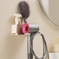 Support mural pour sèche-cheveux en bois de noyer et alliage d'aluminium, sans perçage, capacité de charge de 3 kg, nouveau style chinois
