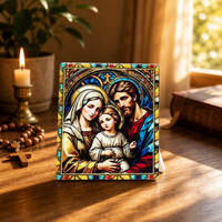 Plaque religieuse en céramique 3D avec support en MDF et socle en plastique, décoration murale ou de table chrétienne catholique, cadeau souvenir