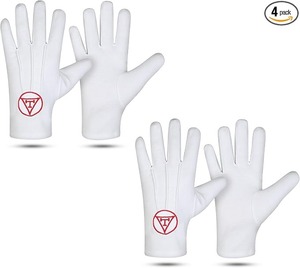 Gants Maçonniques Uzair Umair Grand Maître, 100% Coton Écologique, Séchage Rapide, Respirants, pour la Loge Rouge, Utilisation Quatre Saisons - Product Image 4