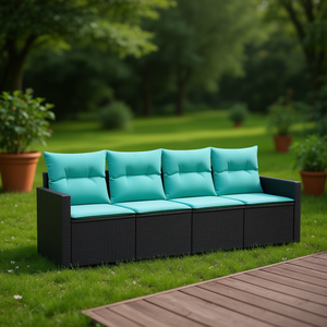 Conjunto de Sofá de Jardín con Cojines, 3 Plazas, Ratán para Exteriores, Diseño Contemporáneo - Product Image 2