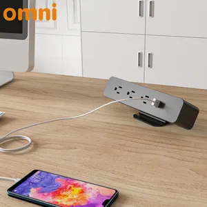 120v 12a Movable Desktop 3 Ac Power Outlet Strip with 1 USB and 1 Type-C Port