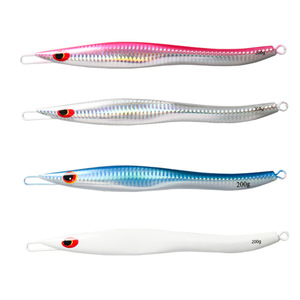 Señuelo de jigging de 200g para pesca en agua salada, cebo de fondo para pesca en barco con colores rosa, azul y plateado que brillan en la oscuridad. - Product Image 1