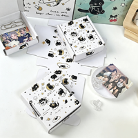 Boîtes d'expédition rigides miniatures mignonnes en forme de chat noir, design avion de dessin animé Kawaii pour cartes à collectionner, autocollants, petits emballages cadeaux