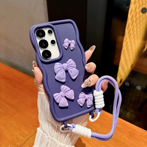 Funda para Samsung S25 Ultra y S24 <span class=keywords><strong>Plus</strong></span> con diseño de onda grande, lazo bonito y orificio para cordón, todo en uno, DIY transfronterizo - Product Image 6
