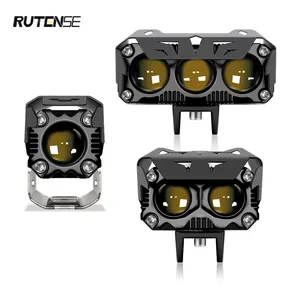 Rutense farol de led para motocicleta 9-60v, produto novo, branco, amarelo, luz auxiliar, brilho, duas cores