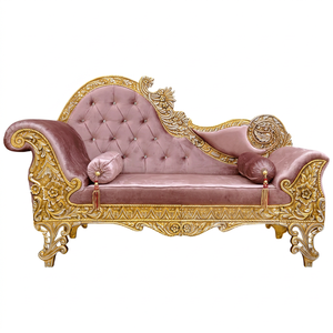 Canapé de mariage royal orné avec cadre sculpté en or et revêtement en velours, canapé élégant de style princesse pour événements, scènes et mariages - Product Image 1