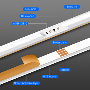 3mm siêu mỏng ws2812b địa chỉ COB <span class=keywords><strong>LED</strong></span> Strip 5V <span class=keywords><strong>RGB</strong></span> cá nhân pixel điều khiển 240LED/M cao sáng USB powered ánh sáng Băng - Product Image 3