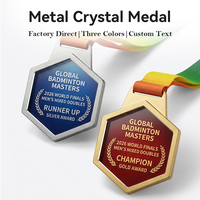Médaille personnalisée en alliage de zinc avec cristal hexagonal, gravée sur mesure, récompense Innovation Excellence, or, argent, bronze, cérémonie