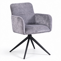 Fauteuil pivotant en tissu au design nordique moderne, avec pieds en métal noir, idéal pour salon et cuisine - Vente chaude