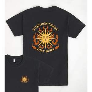 Camiseta promocional para hombre de color negro con estampado de Stars Don't Shine They Burn - Product Image 1