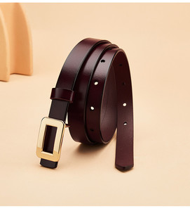 Ceinture de luxe en cuir de vachette véritable pour femmes Boucle carrée en alliage Style occidental Jeans à la mode P - Product Image 2