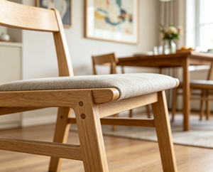 Scandinavian Wooden Living Room <b>Chair</b> With Gray Upholstered Seat And Solid <b>Back</b> Modern Home Furniture - Product Image 6