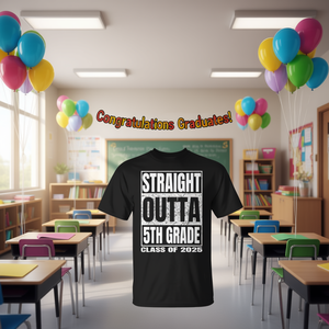 Camiseta Straight Outta 5th Grade Class Of 2025, regalo de graduación para niños - Product Image 3