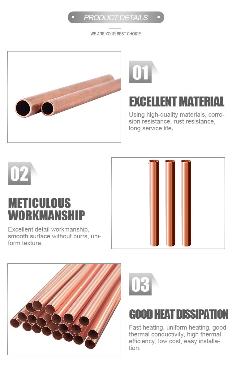 Straight lengths hard temper refrigeration copper tube ac copper pipe for air conditioners