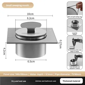 OEM Maintenance PVC All-steel American Style <b>Brushed</b> Surface Thickened 304 Stainless Steel Hotel Project Floor <b>Drain</b> Sewer - Product Image 6