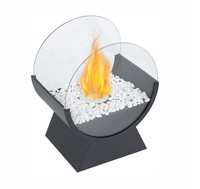 Cheminée d'intérieur portable en bioéthanol en forme d'arc, résistante aux hautes températures, pour table, noire