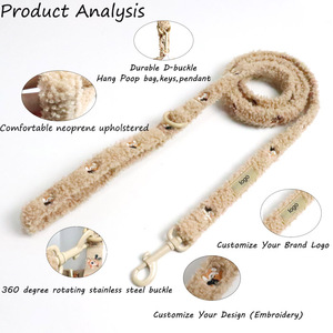 Guinzaglio per Cani in Velluto Ecologico con Ricamo Personalizzato, Motivo a Foglie, per Passeggiate e Addestramento all'Aperto, Imbracatura Resistente - Product Image 2