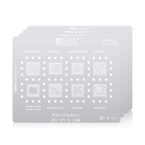 Amaoe Réparation BGA Reballing Pochoir en acier pour CPU, maille d'étain pour réparation de puces Android MTK MU1/MU2/<span class=keywords><strong>MU3</strong></span>/MU4/MU5, pièce de réparation 0,12 mm - Product Image 1