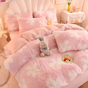 Parure de couette en velours long et chaud pour l'hiver, poids lourd, 4 pièces, polyester tissé, 400TC, sur mesure, luxe, shaggy, pour achat en gros - Product Image 5