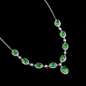 Pendentif en jadéite verte naturelle, collier de luxe, incrustation en argent S925, accessoires pour femmes, bijoux, certificat d'évaluation D236 - Product Image 2