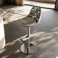 Tabouret de bar pivotant réglable en hauteur, style italien, luxe léger, moderne, pour usage domestique, chaise en métal et tissu
