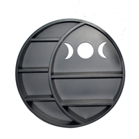 Chất Lượng Cao Vòng Gỗ Craft Moon Shape Wall Mount Trang Trí Lưu Trữ Giá Crescent Đen Lưu Trữ Nổi Kệ