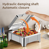 Liantong Fabrik Liefert Elektrischen Roségold Quadratischen Edelstahl Speisenwärmer 6 Liter Chafing Dish für Hotel-Buffet