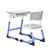 Meubles de classe scolaire personnalisables en couleur, ensemble de bureau et chaise en bois réglables pour un seul élève
