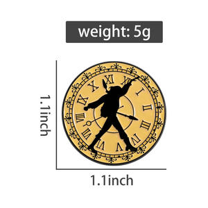 Broche Horloge <span class=keywords><strong>Chrono</strong></span> Trigger Style JRPG Rétro Silhouette d'Épée Crono avec Cadran à Chiffres Romains pour Fans de Jeux Sac à Dos Cadeau - Product Image 6