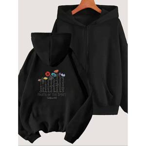 Sweat-shirt à capuche personnalisé et élégant pour femme, en tricot, avec imprimé fruits de printemps, fermeture éclair intégrale sur le devant - Product Image 2