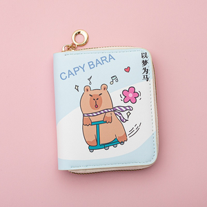 Nieuwe Capybara bedrukte ademende portemonnee voor kinderen, korte portemonnee, kaarthouder met ritssluiting, waterdicht, ultralicht draagbaar - Product Image 1