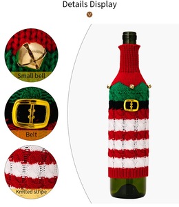 Pull tricoté de couverture de bouteille de vin de Noël Père Noël Elf Design Décorations de vin de vacances pour le <span class=keywords><strong>restaurant</strong></span> de fête de Noël - Product Image 3