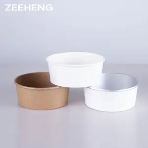 Food Grade Eco Friendly Brown Kraft Paper Salad Bowls For Takeaway