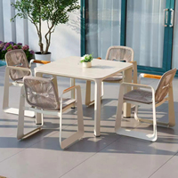 Ensemble de chaises en alliage d'aluminium réglables, résistantes à l'eau, de style moderne, pour l'extérieur, avec table et chaises pour la cour