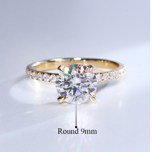 Venta caliente 3 quilates 9mm corte redondo Moissanite anillo 14K oro sólido Moissanite joyería anillo de compromiso para regalos - Product Image 4