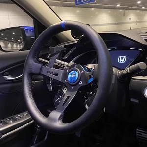 <span class=keywords><strong>Volant</strong></span> de course à 3 rayons en <span class=keywords><strong>cuir</strong></span> véritable de 13 pouces à dégagement rapide concave profond 320mm Distance universelle des trous 70mm - Product Image 2