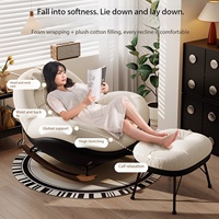 Fauteuil à bascule surdimensionné en peluche, chaise à bascule rembourrée avec appui-tête pour salon, chambre, crèche, salle de séjour