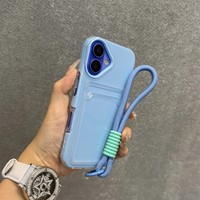 Étui de téléphone de luxe avec porte-cartes et dragonne pour iPhone 11 12 13 14 15 16 17 Pro Max Plus Air, coque antichoc transparente