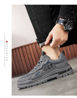 Baskets Chunky pour Hommes, Décontractées, Respirantes, en Maille et Daim, à Lacets, pour la Marche et le Sport, Semelle en Caoutchouc, Noir, Gris, Kaki