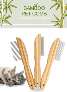Easy-Pets Pettine Certificato in Acciaio Inox e Legno di Bambù per Pulizia di Pulci e Pidocchi Modello EPB0001 per Cani e Gatti - Product Image 3