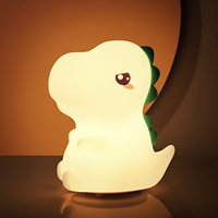 Nouveauté 2027 : Lampe de nuit en silicone mignonne en forme de dinosaure, commande tactile, changement de couleur RVB, lampe LED rechargeable par USB, décoration d'intérieur, cadeau