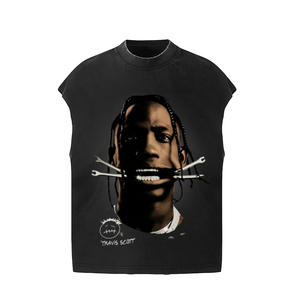 Gilet Vintage Americano <span class=keywords><strong>Cactus</strong></span> <span class=keywords><strong>Jack</strong></span> di Alta Qualità, Moda Hip Hop Streetwear, Gilet Oversize Nero Effetto Lavaggio Acido, T-shirt Casual per Uomo - Product Image 2