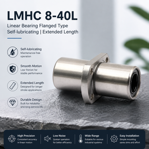 ตลับลูกปืนเม็ดกลมแบบเส้นตรง LMHC พร้อมตัวกั้นลูกปืนแบบมีหน้าแปลนตรงกลาง ขยายขนาด 8 มม. ยาว 40 มม. ตัวเรือนเหล็กโครเมียมความแม่นยำสูง สำหรับใช้กับเครื่องจักรกล - Product Image 3