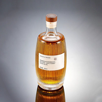 Bouteille diffuseur ronde vide en verre extra clair de 200 ml, 375 ml, 500 ml, 750 ml pour spiritueux, vin, gin, whisky, vodka, tequila avec bouchon en liège
