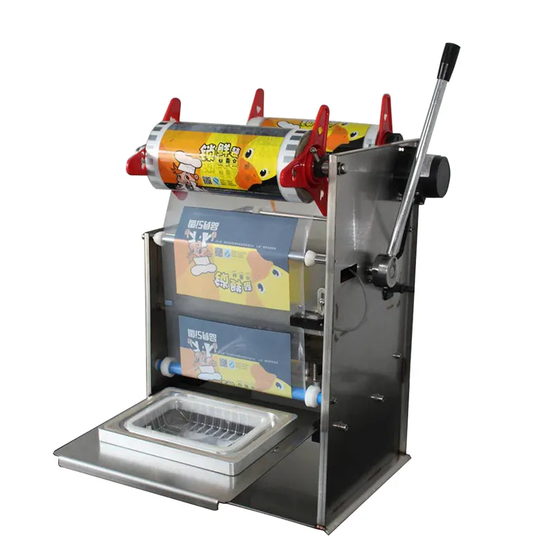 Semi-máquina de embalagem de caixa quadrada automática, aço inoxidável, elétrica, semi-automática, rápida, máquina de vedação, bandeja de alimentos